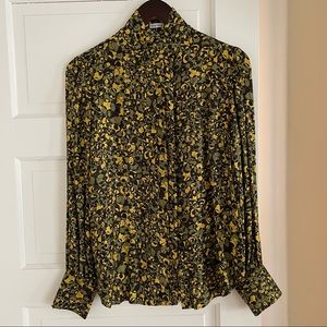 Officine Générale Lola Pintucked Printed Twill Shirt, Small